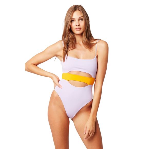 L*Space Maxwell Mango Orange Cut Out Lilac Purple One Piece Swimsuit - Picture 1 of 13
